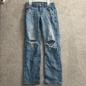 American Eagle Outfitters Light Blue Distressed Straight Leg Jeans